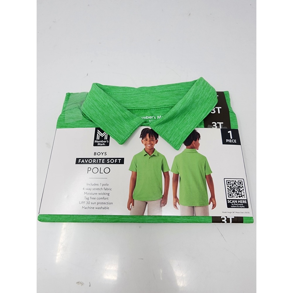 Member's Mark Boys Polo Shirt Green Synthetic Blend Athletic Size 3T